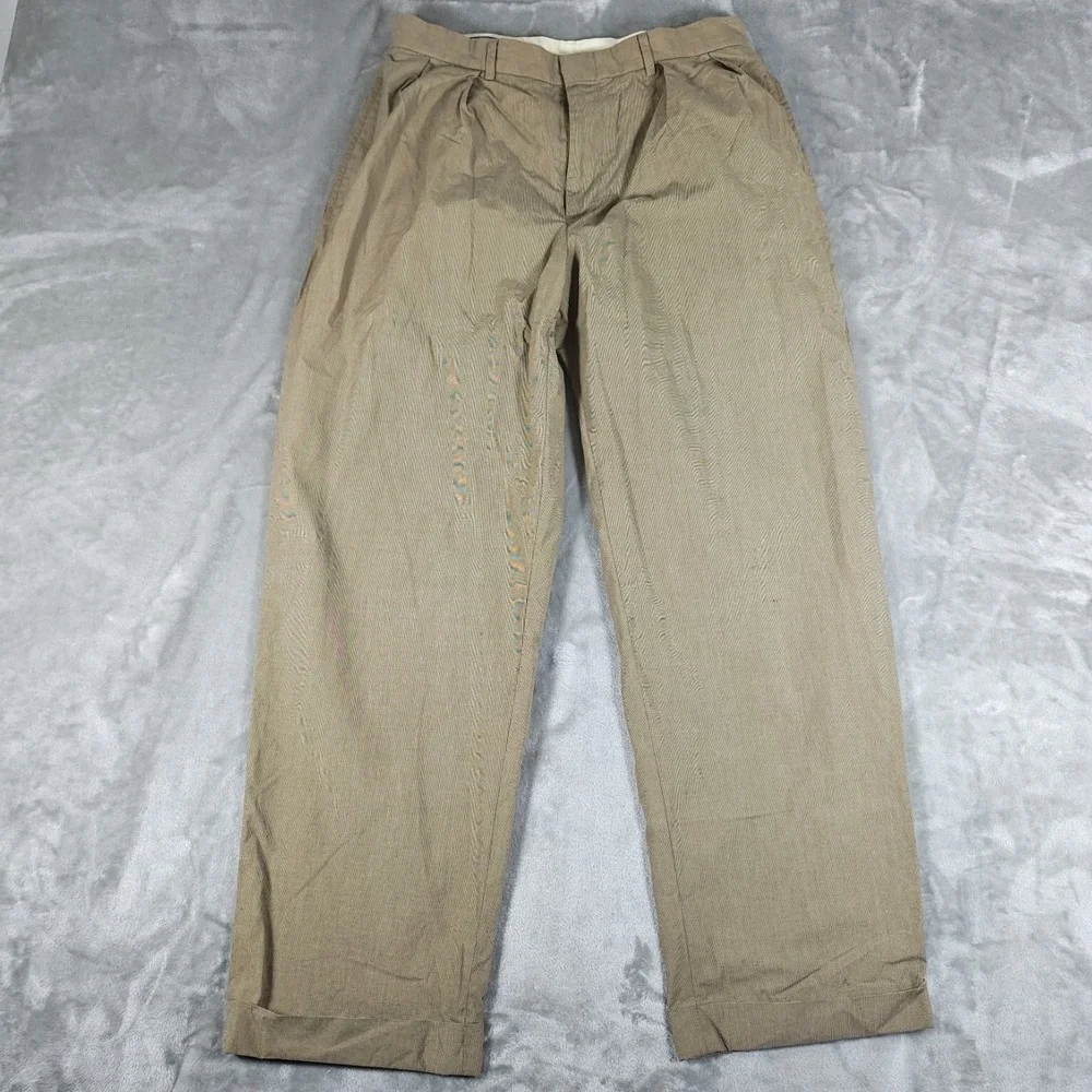 Vintage Polo Ralph Lauren Pants Mens 31x28 Brown Houndstooth Pleated Cuffed 90s